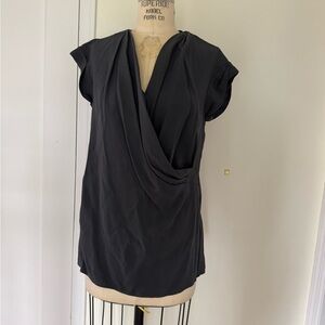 Lafayette 148 New York Charcoal Drape Silk Blouse loose fit for size 2 or 4.